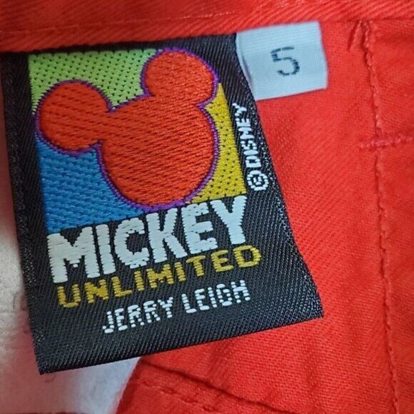Vtg Mickey Mouse Unlimited Jerry Leigh Red Button Fly High Rise Denim Jean Short - Picture 7 of 10